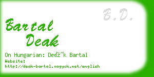bartal deak business card